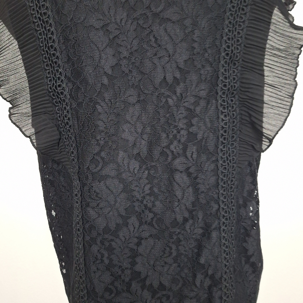 Cable & Gauge Black Romantic Goth Witchy Floral High Neck Lace Blouse Size M/L - Picture 11 of 16